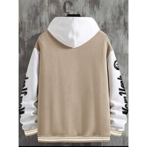 Men’s Plus Size Letter Print Athletic Jacket, Extended Sizes, US 1XL